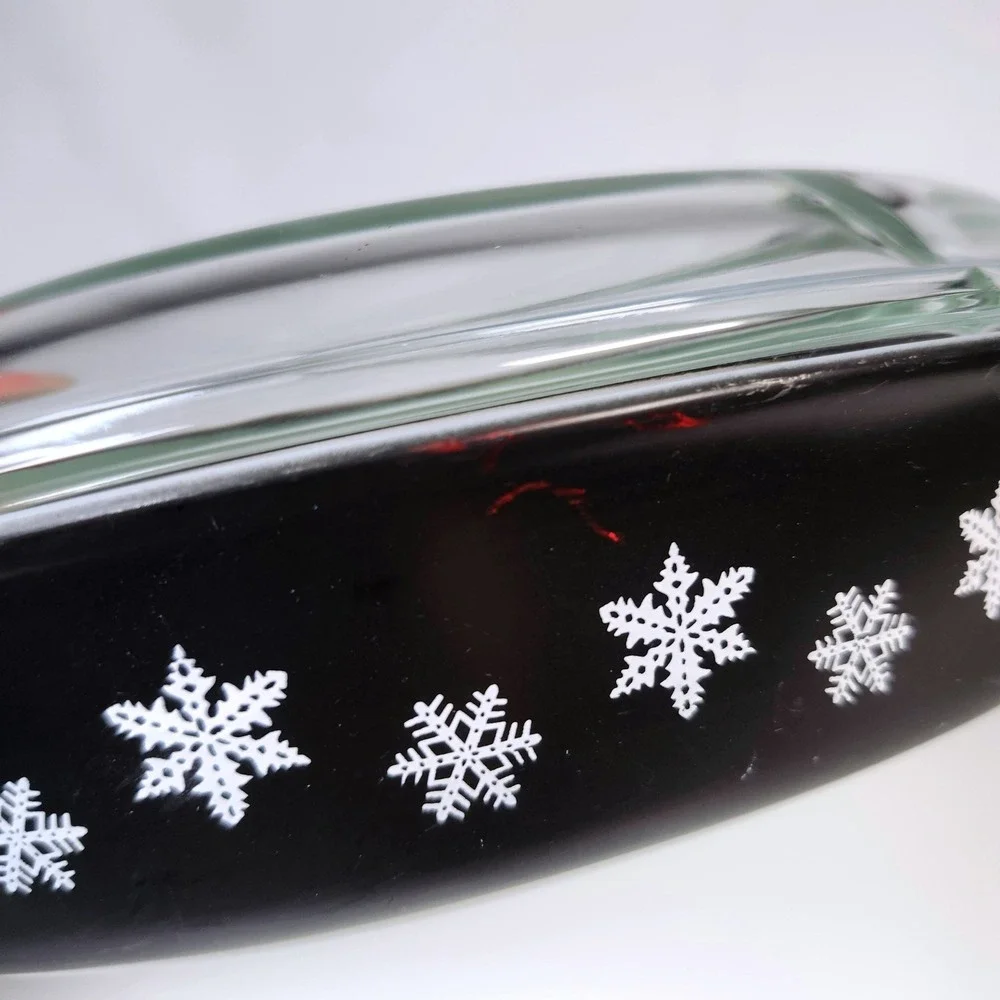 Vintage Pyrex MCM Divided Casserole Dish 1.5QT Black Snowflake Charcoal W/ Lid
